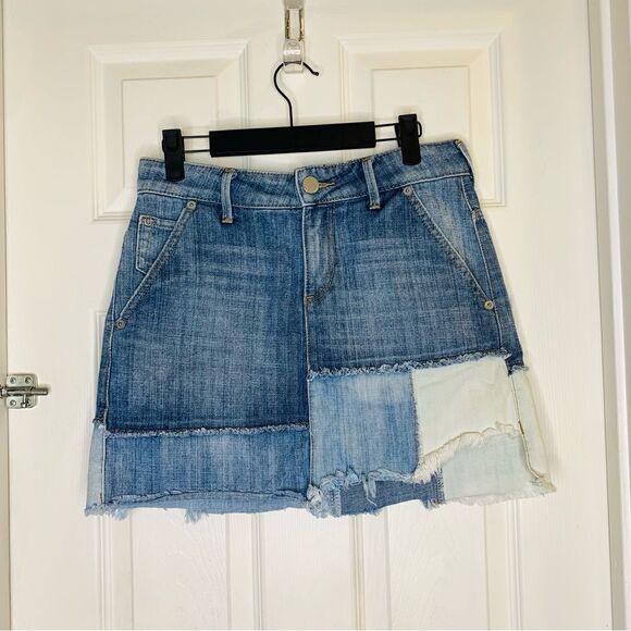True Religion Patchwork Denim Mini Skirt Size Small - Picture 7 of 13